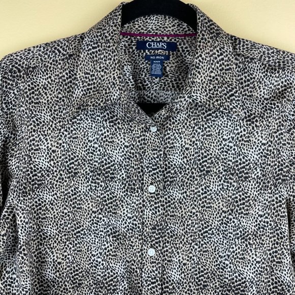 Chaps No Iron Animal Print Button Down Shirt M - Picture 2 of 9